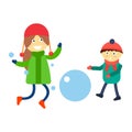 Girl portrait fun happy boy expression cute teenager play winter games little kid vector illustration. Royalty Free Stock Photo