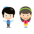 Girl portrait fun happy boy young expression cute teenager cartoon character little kid vector illustration.