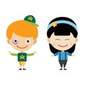 Girl portrait fun happy boy young expression cute teenager cartoon character little kid vector illustration.