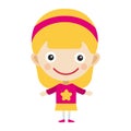 Girl portrait fun happy young expression cute teenager cartoon character little kid flat vector illustration.