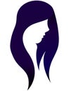 Girl portrait with long hair Vector silhouette icon business logo