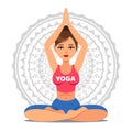 Girl in pose of yoga. Lotus pose. Woman going yoga exercise. Royalty Free Stock Photo