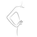 Girl posing while standing with her hand on her waist. Minimalism style. The design is suitable for paintings, decor, postcards