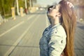 Girl posing in sunlight Royalty Free Stock Photo