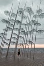 Girl posing at the `Umbrellas` Installation, Thessaloniki, Greece.