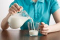 Girl pouring healthy lifestyle milk food