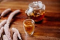 Pouring Herbal Tea. Royalty Free Stock Photo