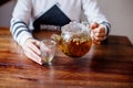 Pouring Herbal Tea. Royalty Free Stock Photo