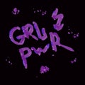 Girl power. Bright color doodle typographic inscription in grunge style on black background. Illustrated text for poster