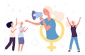 Girl power concept. Flat vector women and female gender sign. Feminism illustration