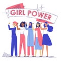 Girl Power concept with group of women feminists