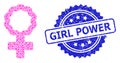 Distress Girl Power Watermark and Fractal Female Cell Symbol Icon Mosaic