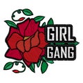 Girl Power - fashion badge or patch with slogan. Embroidery Rose