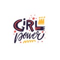 Girl Power feminism lettering text. Vector art illustration. Royalty Free Stock Photo