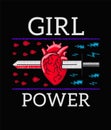 Girl Power - Feminism slogan, Rock print embroidery for T-shirt, fashion patch or badge. Embroidery for rock girl gang Royalty Free Stock Photo