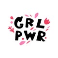 Girl power hand drawn lettering phrase, feminism theme. Isolated vector, clipart Royalty Free Stock Photo