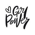 Girl Power. Hand written lettering phrase. Black color text. Vector illustration. Isolated on white background. Royalty Free Stock Photo