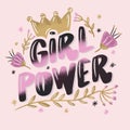 Girl Power Handy Illustration Pink Gold Beautiful Lettering Girls Coloured Art Letters