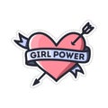 Girl power heart feminism quote. Vector illustration.