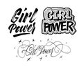 Girl Power lettering set. Hand drawn brush pen grl pwr calligrap Royalty Free Stock Photo