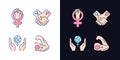 Girl power light and dark theme RGB color icons set