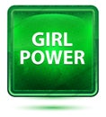 Girl Power Neon Light Green Square Button Royalty Free Stock Photo