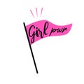 Girl power pink flag feminism concept symbol.