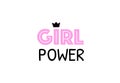 Girl power quote. Female fist in pink fight glove.