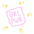 Girl power sticker isolated on white background. Pink outline and yellow stars. Can be used as a sticker or stripe Royalty Free Stock Photo