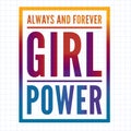 Girl power text, feminism slogan. Black inscription for t shirts, posters and wall art. Feminist sign handwritten with