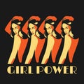 Girl power. Vector hand drawn illustration of girls isolated.