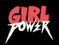 Girl power vector illustration in cute cartoon style. Hand drawn lettering text Royalty Free Stock Photo