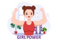 Girl Power Vector Illustration to Show Women Can Also Be Stronger and Independent in Woman Rights and Diversity Flat Cartoon