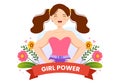 Girl Power Vector Illustration to Show Women Can Also Be Stronger and Independent in Woman Rights and Diversity Flat Cartoon