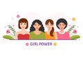 Girl Power Vector Illustration to Show Women Can Also Be Stronger and Independent in Woman Rights and Diversity Flat Cartoon