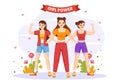 Girl Power Vector Illustration to Show Women Can Also Be Stronger and Independent in Woman Rights and Diversity Flat Cartoon