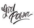 Girl Power words monochrome vector illustration