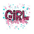 Girl powerfeminism slogan with hand lettering drawn motivation p