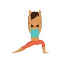 Girl practicing yoga in warrior pose. Vector illustration decorative design Royalty Free Stock Photo