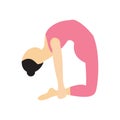 girl practising yoga in camel pose. Vector illustration decorative design