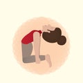 girl practising yoga in camel pose. Vector illustration decorative design