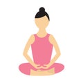 girl practising yoga in easy pose. Vector illustration decorative design