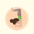 girl practising yoga in feathered peacock pose variation. Vector illustration decorative design