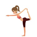 girl practising yoga in lord of the dance pose. Vector illustration decorative design Royalty Free Stock Photo