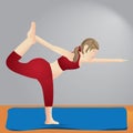 girl practising yoga in lord of the dance pose. Vector illustration decorative design Royalty Free Stock Photo