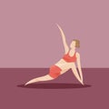 girl practising yoga in revolved side angle pose. Vector illustration decorative design Royalty Free Stock Photo