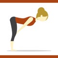 girl practising yoga in standing half forward bend pose. Vector illustration decorative design