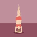 girl practising yoga in supported headstand pose. Vector illustration decorative design Royalty Free Stock Photo