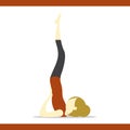 girl practising yoga in supported shoulderstand pose. Vector illustration decorative design