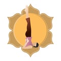 girl practising yoga in supported shoulderstand pose. Vector illustration decorative design